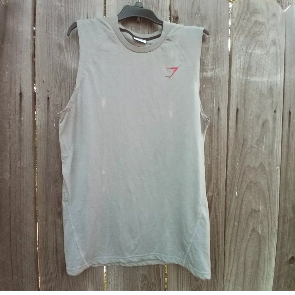 Gymshark Tank Top Unisex Gray Size S Sleeveless Wide Armhole Design Performance